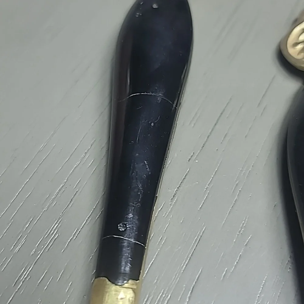 Vintage Elegant Black and Brass Fork and Spoon Set